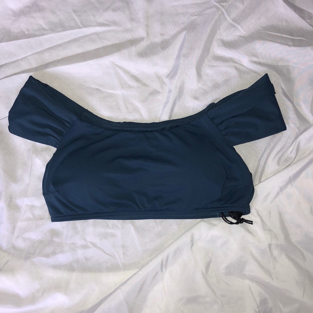 Turquoise Off-Shoulder Bathing Suit Top